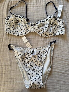 NWT J.Crew Eyelet balconette underwire bikini top & string bottom set 36C/Med